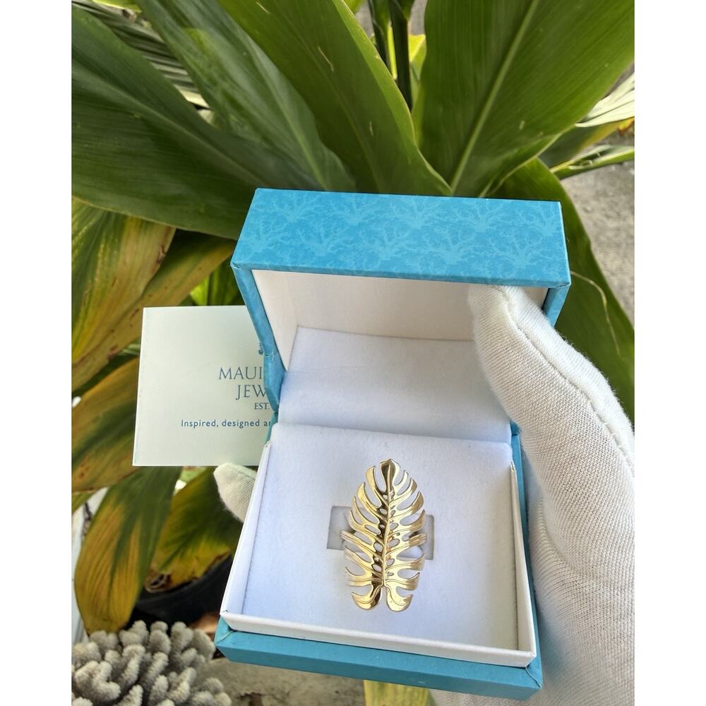 Maui Divers 14KT Yellow Gold Hawaiian Monstera Ring Made in Hawaii Size 8 - Picture 4 of 14